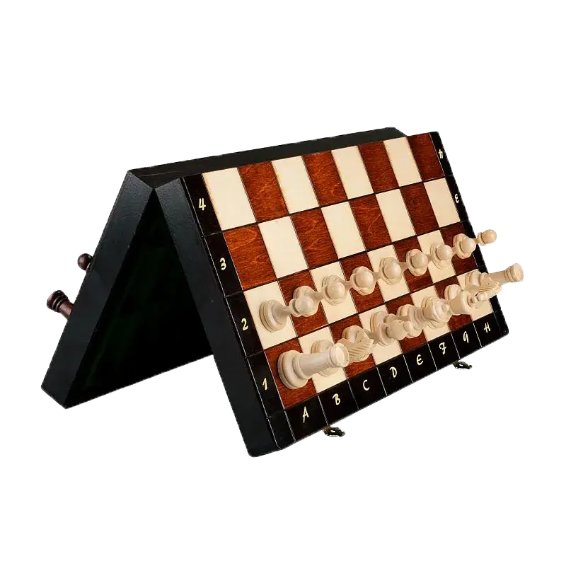 Échiquier Magnétique Pliable 24 × 24 Cm – Jeu D’Échecs Deluxe Portable En Grain De Bois, Idéal Voyage Et Enfants !