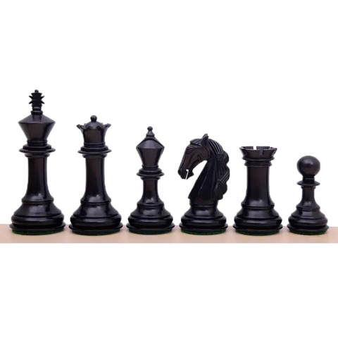 Pièces d'Échecs Noires Plombées-Feutrées