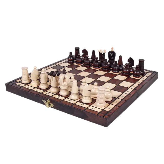 Jeu d'Échecs en Bois Pliable 31 cm avec rangement des pièces