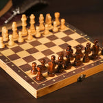 Pièces d'échecs et Échiquier en Bois Pliable avec Rangement
