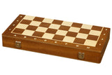 Échiquier-coffret en marqueterie acajou et érable 38 cm