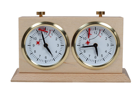 Pendule d'échecs analogique BHB en bois clair