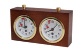 Pendule d'échecs analogique en bois foncé