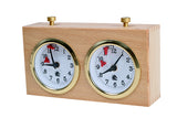 Pendule d'échecs analogique en bois clair