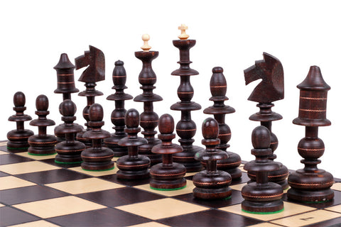 Jeu d'Échecs Vieux Polonais 58 cm Incrusté de Laiton – vue 2