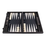 Backgammon en simili cuir noir