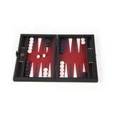 Backgammon de voyage rouge bordeaux en simili cuir