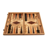 Backgammon en loupe d'olivier avec range-pions