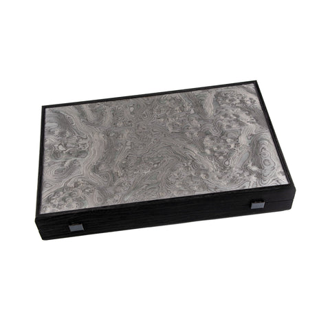 Backgammon de luxe gris perle ouvert