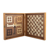 Coffret 4 en 1 échecs backgammon petits chevaux serpents et échelles