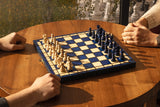 Jeu d'Échecs Perle 36 cm avec Insert de Rangement – Bleu