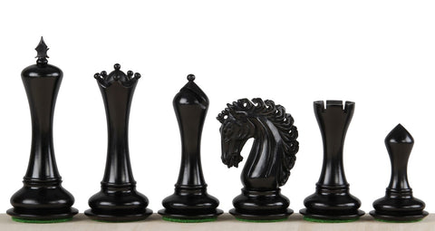 Pièces d'échecs de luxe en ébène lestées