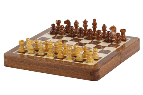 Mini Jeu d'Échecs Magnétique en Marqueterie – vue 2