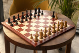 Plateau d'échecs marqueté bois rouge