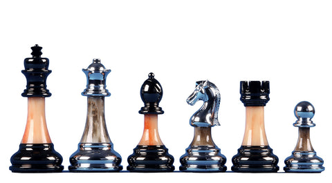 Pièces d'échecs métallisées bronze et argent