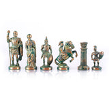 Pièces d'échecs gréco-romaines or et vert