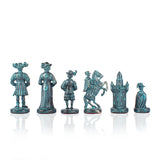 Pièces d'échecs Chevaliers Médiévaux bleues
