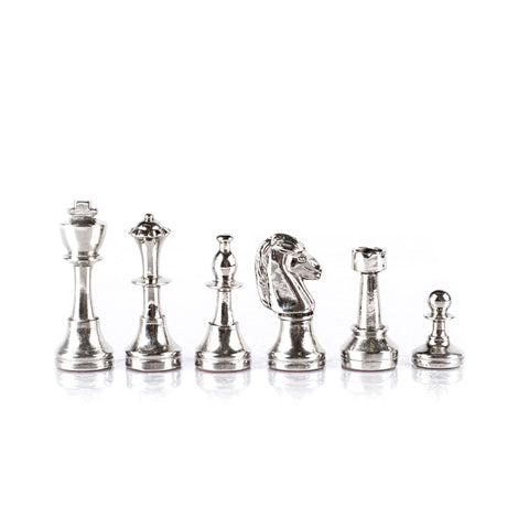 Pièces d'échecs Staunton en métal argenté