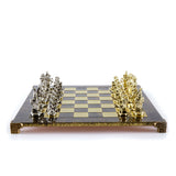 Jeu d'échecs Chevaliers Médiévaux en métal plateau marron