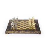 Jeu d'échecs Guerrier Spartiate en métal plateau marron