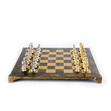 Grand jeu d'échecs Staunton en métal 44 cm plateau marron