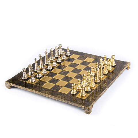 Jeu d'échecs Staunton métal or et argent