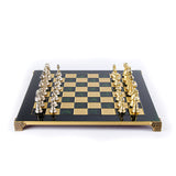 Grand jeu d'échecs Staunton en métal plateau vert