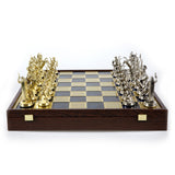 Grand jeu d'échecs mythologie grecque avec coffret en bois
