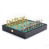 Jeu d'échecs mythologie grecque coffret turquoise