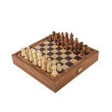 Coffret échecs et backgammon décor loupe d'olivier