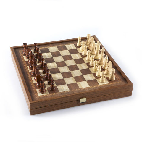 Grand jeu d'échecs et backgammon en coffret