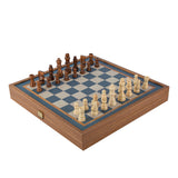 Coffret échecs et backgammon 41 cm turquoise