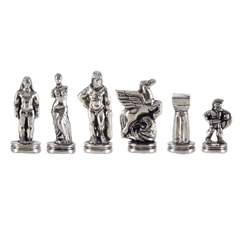 Pièces d'échecs Guerrier Spartiate argentées