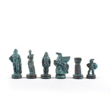 Pièces d'échecs Guerrier Spartiate bleu et marron