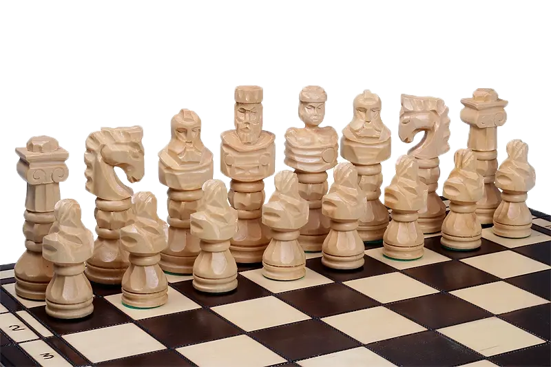 JEU D'ÉCHECS VINTAGE échiquier sculpté à la main en bois de noyer JEU D'ÉCHECS VINTAGE échiquier sculpté à la main en bois de noyer