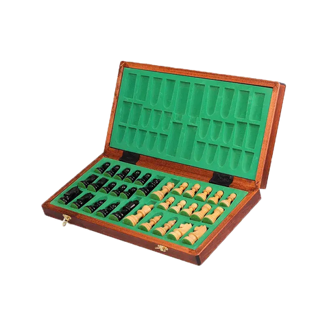 Jeu d'Échecs en Buis Ébonisé avec rangement