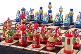 Jeu d'Échecs Russe avec pièces rouges et bleues