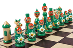 Pièces d'échecs Russe Babushka Vertes