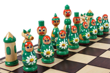 Pièces d'échecs Russe Babushka Vertes