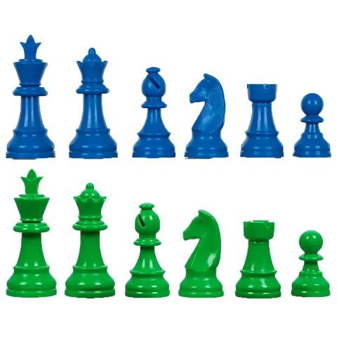 Pièces d'Échecs Couleurs vertes et bleues