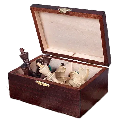 Pièces d'Échecs Taille 4 dans boîte de rangement en bois