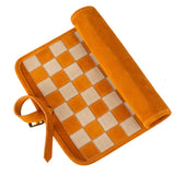 Jeu d'échecs enroulable en daim marron cannelle