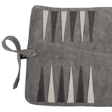 Détail du backgammon enroulable gris