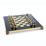 Jeu d'échecs Art Cycladique pièces bleu et marron