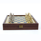 Petit jeu d'échecs gréco-romain plateau bleu
