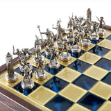 Pièces d'échecs dieux grecs en métal or et argent