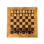 Échiquier en bois d'olivier fabriqué à la main avec pièces d'échecs