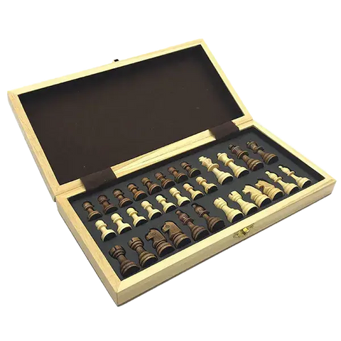 Jeu d'Échecs en Bois Ouvert avec pièces rangés