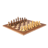 Plateau d'échecs en noyer et pièces d'échecs