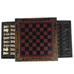 Échiquier avec rangement et pièces d'échecs chinoises